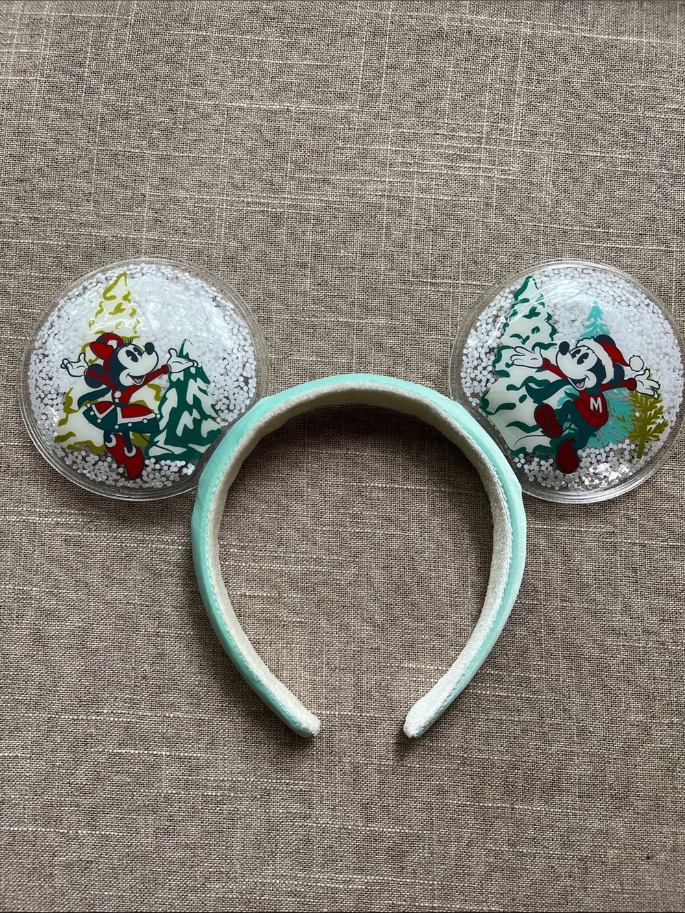 Mickey Mouse Holiday Snow Globe Ear Headband - Mint Green